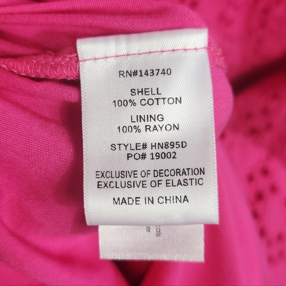 Tuckernuck Hyacinth House Tryall Preppy Eyelet Lace Ruffle Midi Dress Hot Pink S - Picture 14 of 15